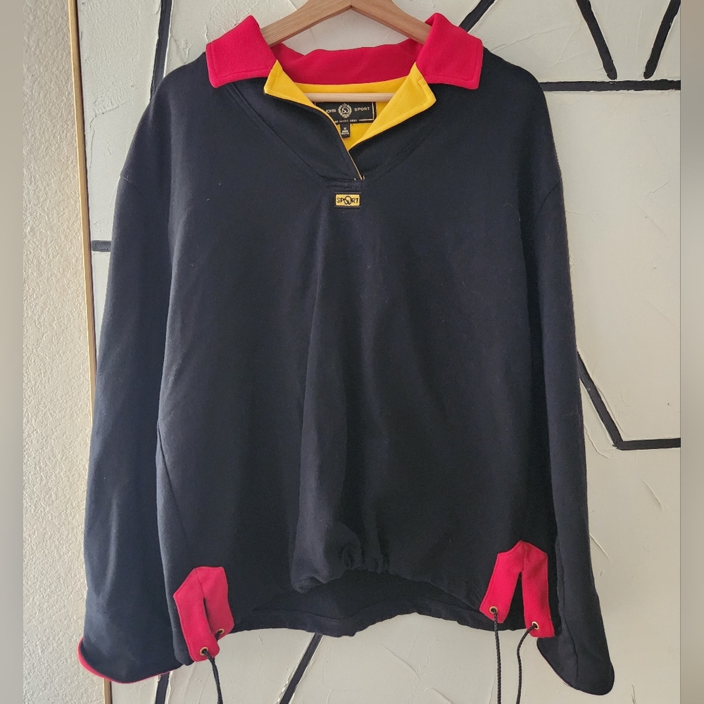 Vintage St. John Sport Medium Sweatshirt by Marie Gray Black Collared Top